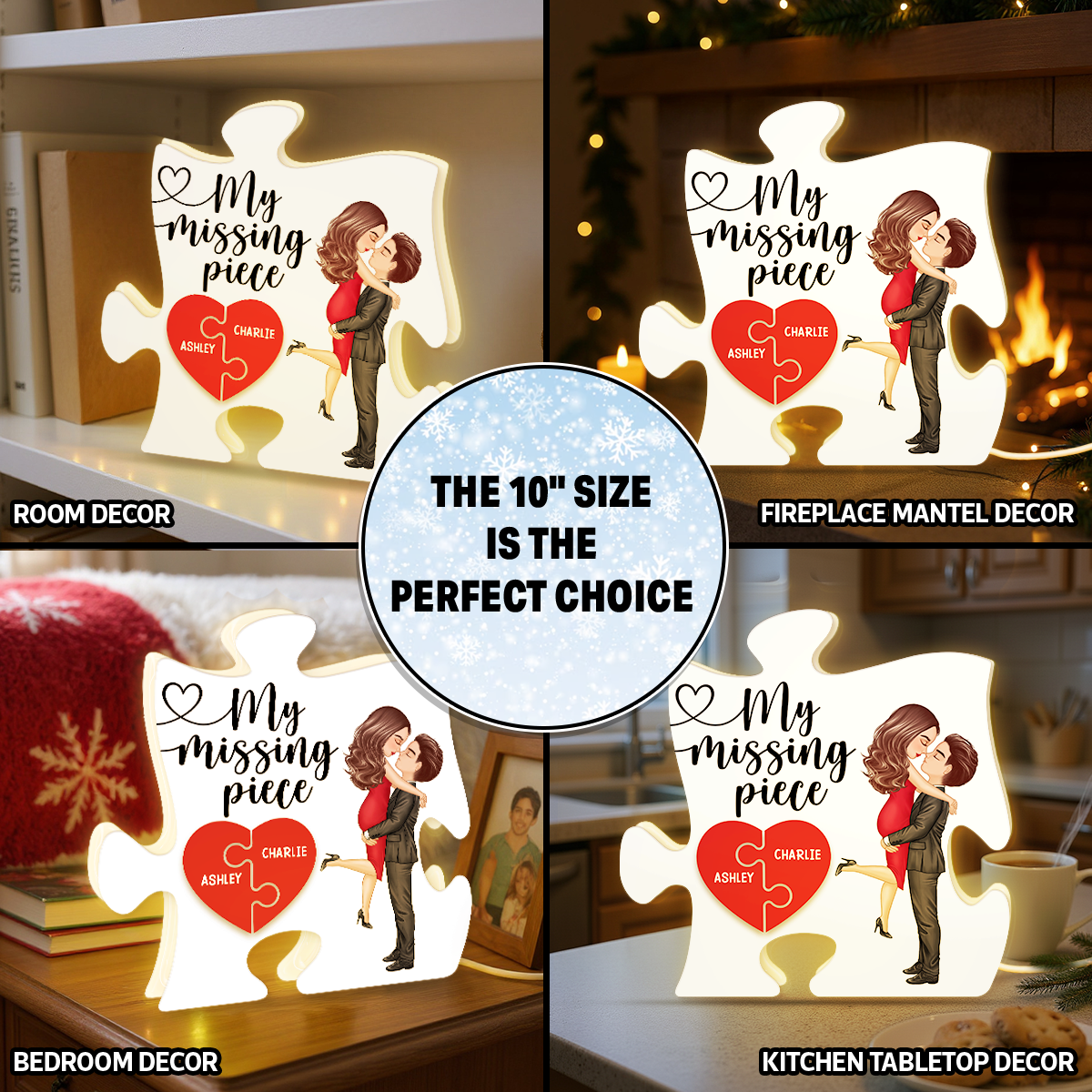 Couple My Missing Piece - Personalized Light Box - Heartwarming Gift For Couple