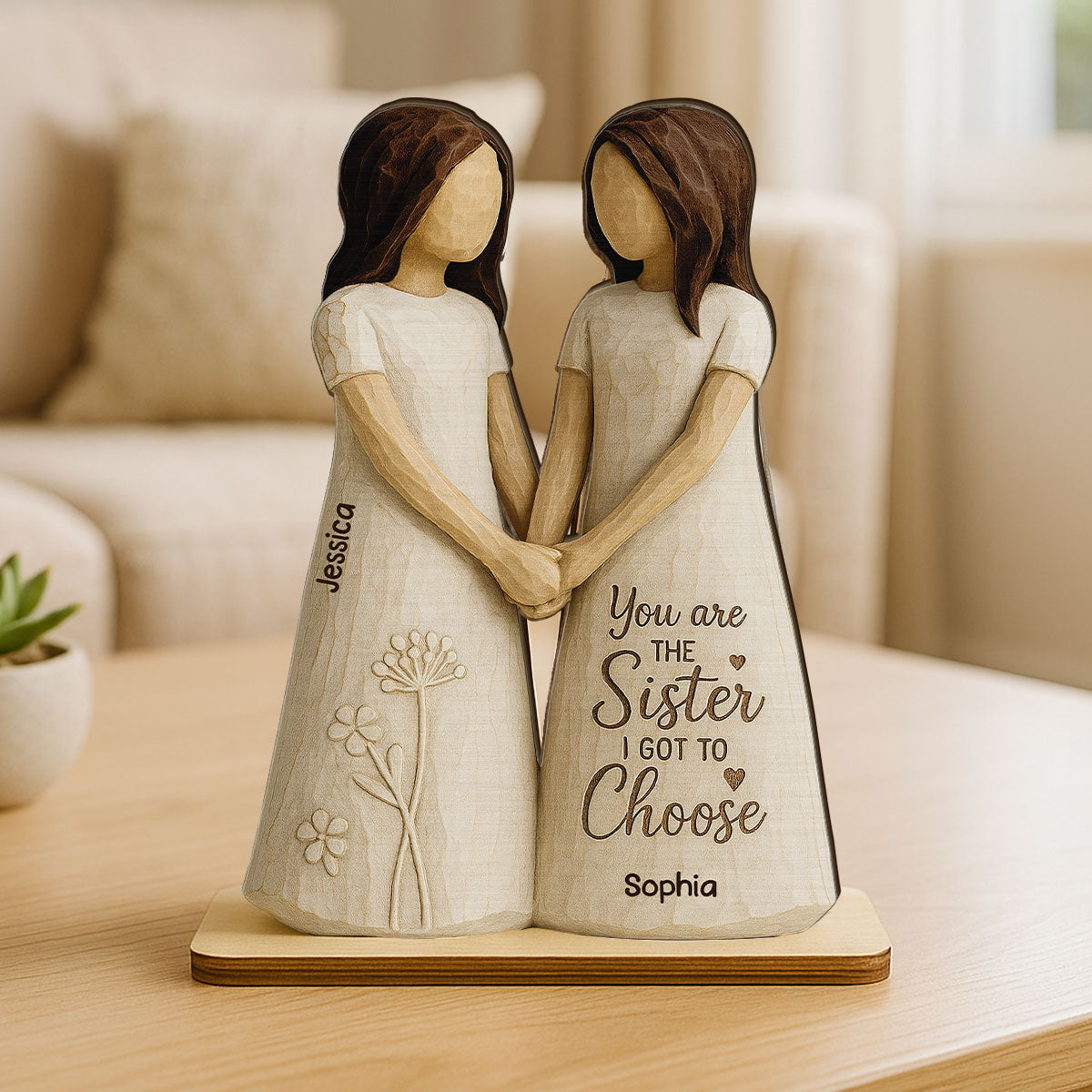 You Are The Sister I Got To Choose 3D Effect - Personalized 2-Layered Wooden Plaque - Gift for Besties, Best Friends