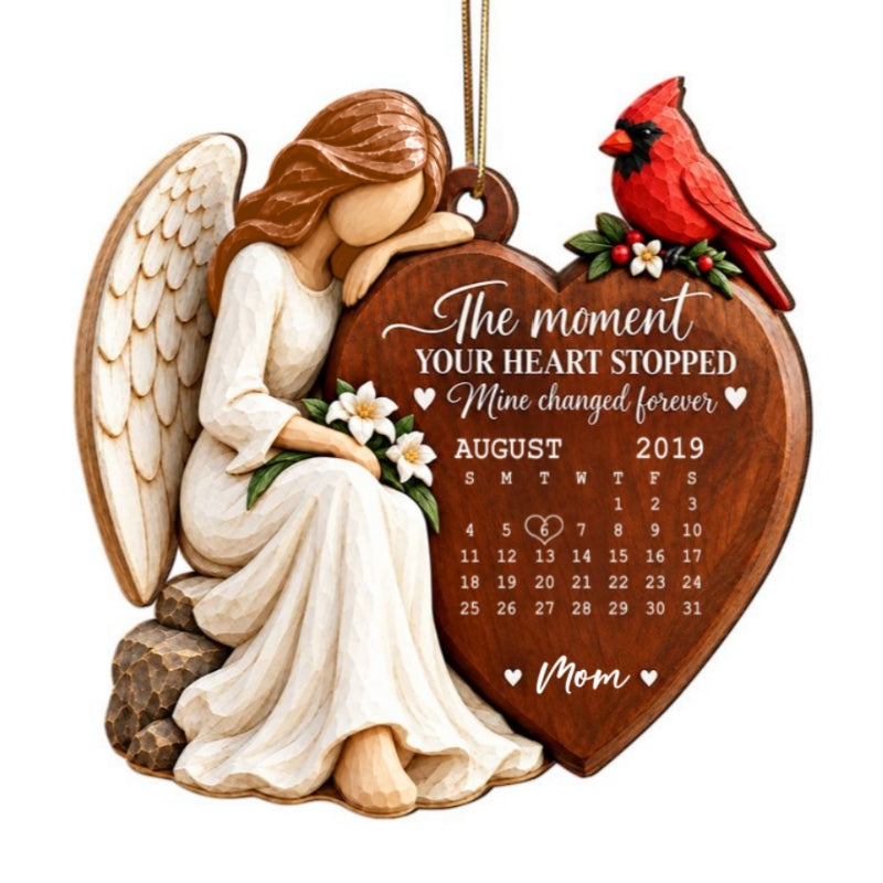 Custom Mom Dad Memorial - Personalized Wood Ornament - Heartfelt Cardinal Remembrance Keepsake, Christmas Sympathy Gift