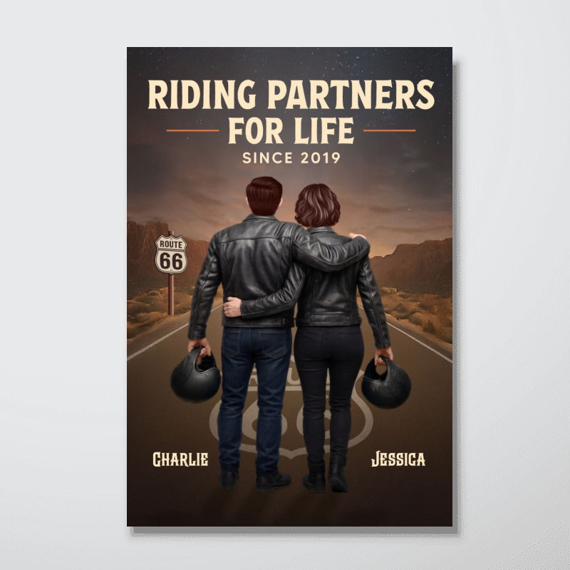 Eternal Love Back View Biker Couple Riding Partners For Life - Personalized Poster - Unique Valentine's Gift, Anniversary Gift For Couple, Bikers, Gift For Him, For Her
