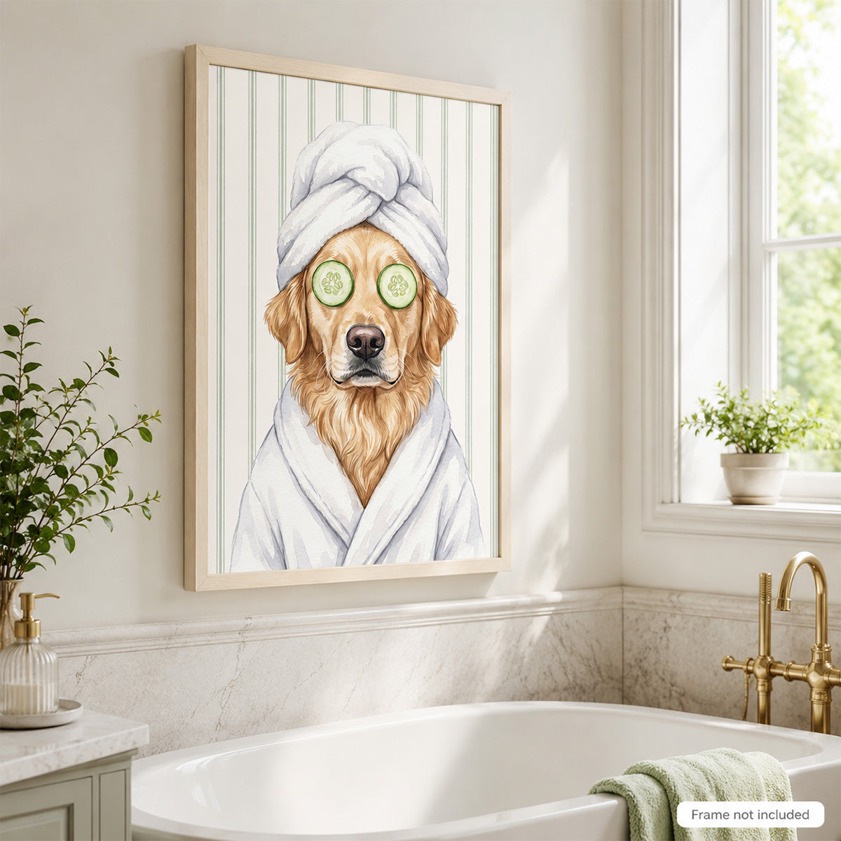 Custom Bathroom Pet Portrait From Photo - Personalized Poster - Funny Bathroom Decor For Pet Lovers