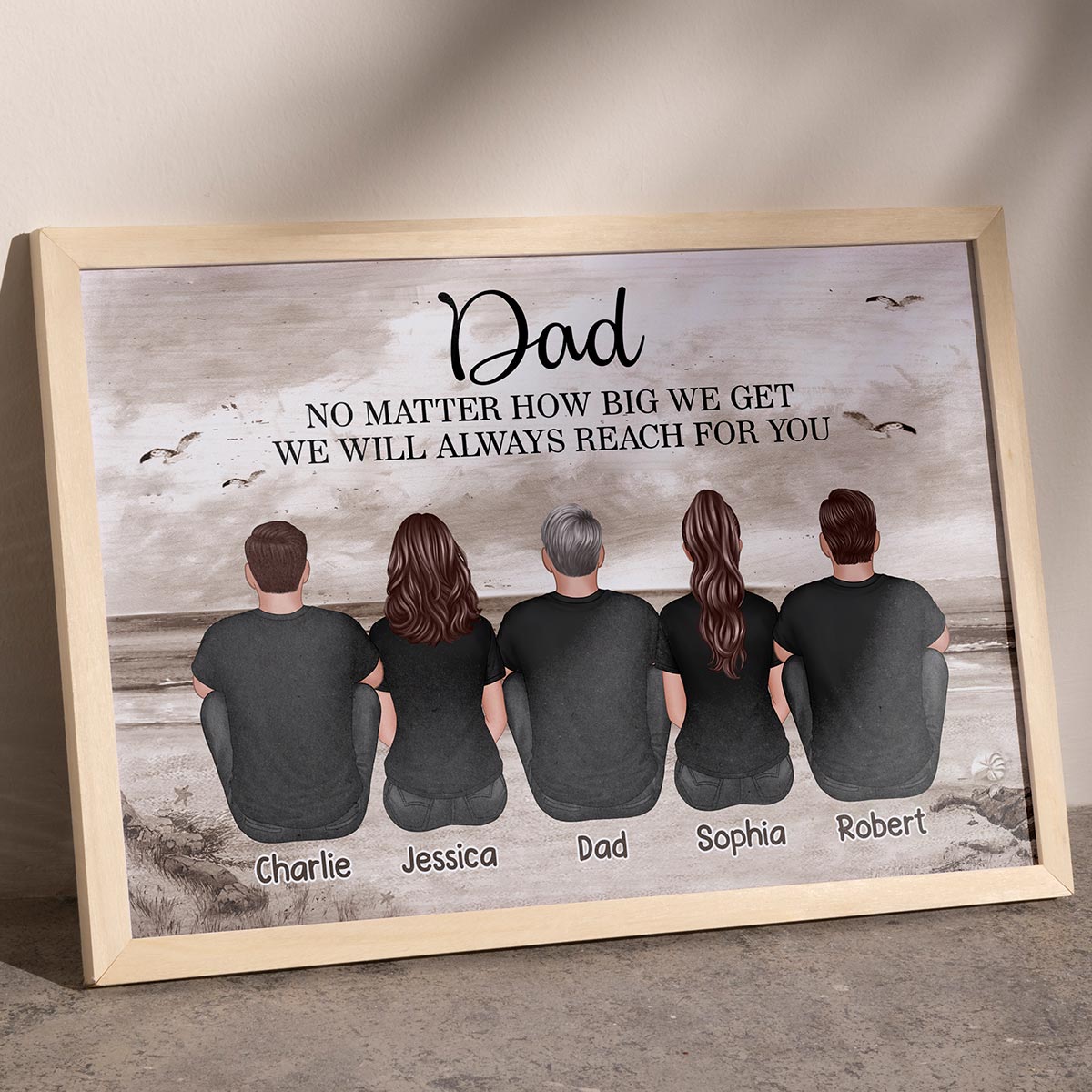 Dad No Matter How Big We Get Retro Vintage Beach Personalized Poster, Gift For Dad, For Husband