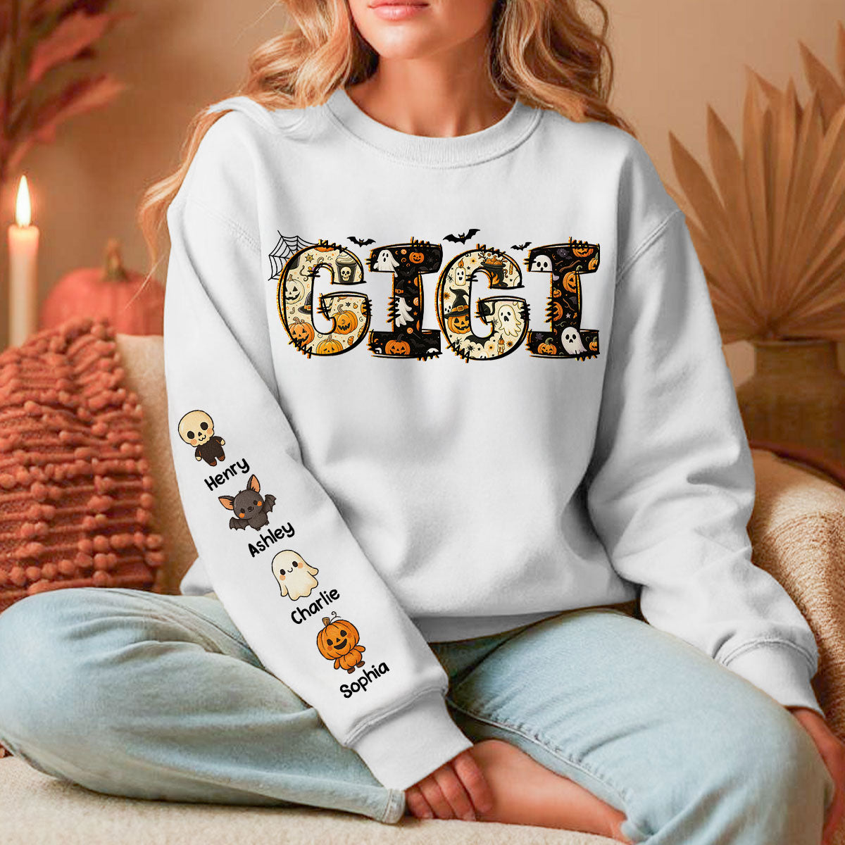 Personalized Halloween Mama Grandma Sweatshirt, Spooky Gift for Mom Grandma