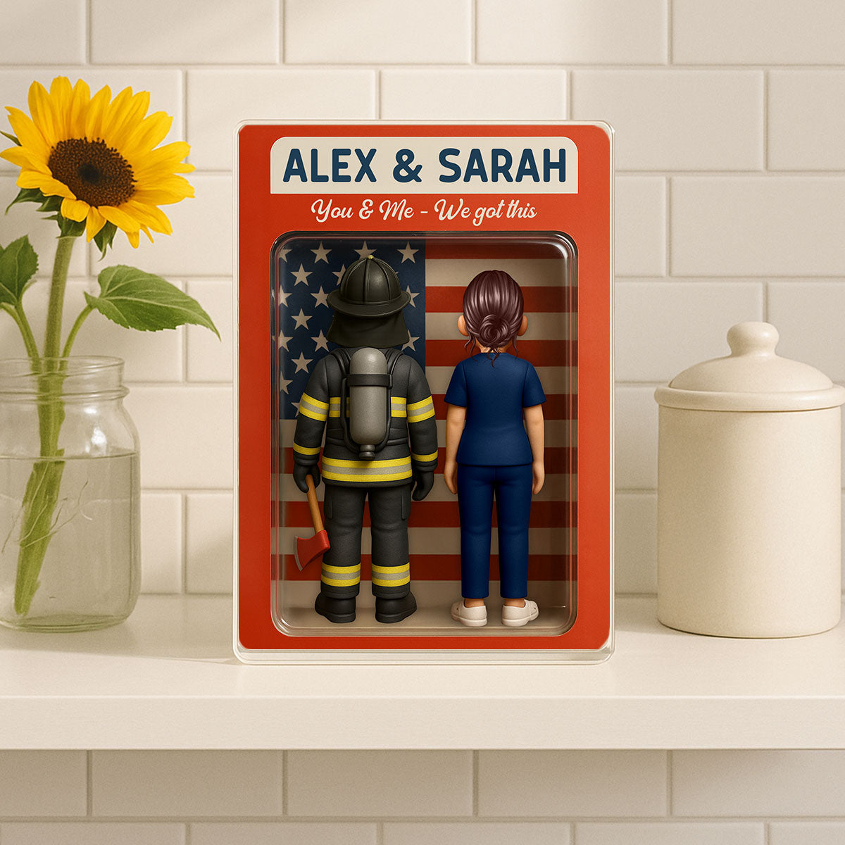 Hero Couple You & Me We Got This Cartoon Figures Style Personalized Acrylic Block Plaque