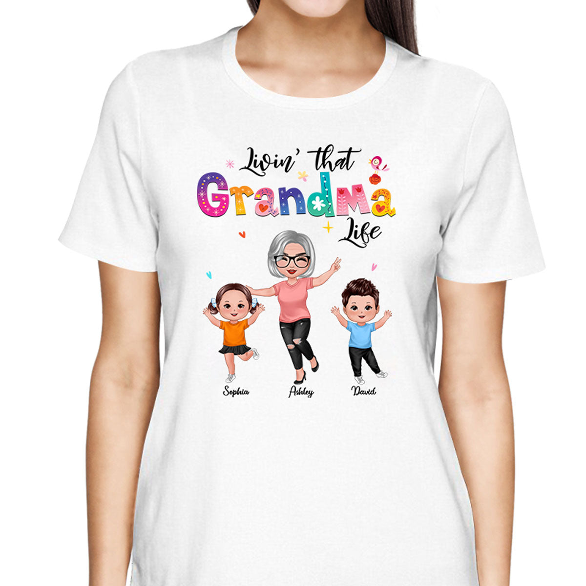 Livin‘ That Grandma Life Happy Grandma Grandkids Personalized Shirt