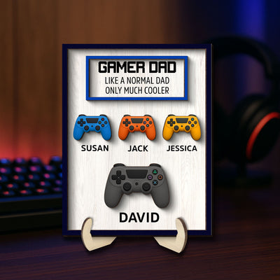 Gamer Dad Much Cooler Custom Controller Personalized 2-Layered Wooden Plaque, Father's Day Gift for Gamer Dads