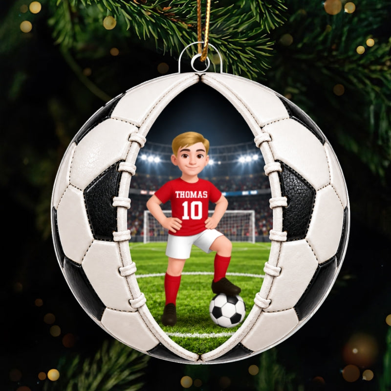 Soccer Ball Design - Personalized Acrylic Ornament - Christmas Gift For Daughter, Son, Grandkids