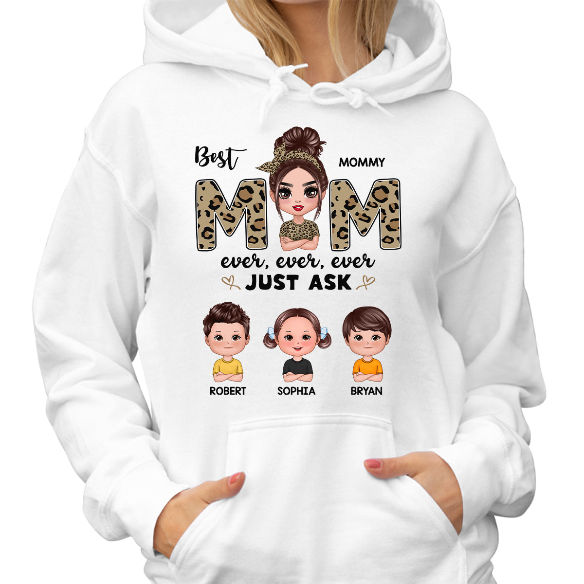 Leopard Best Mom Ever Just Ask Doll Kids Personalized Shirt