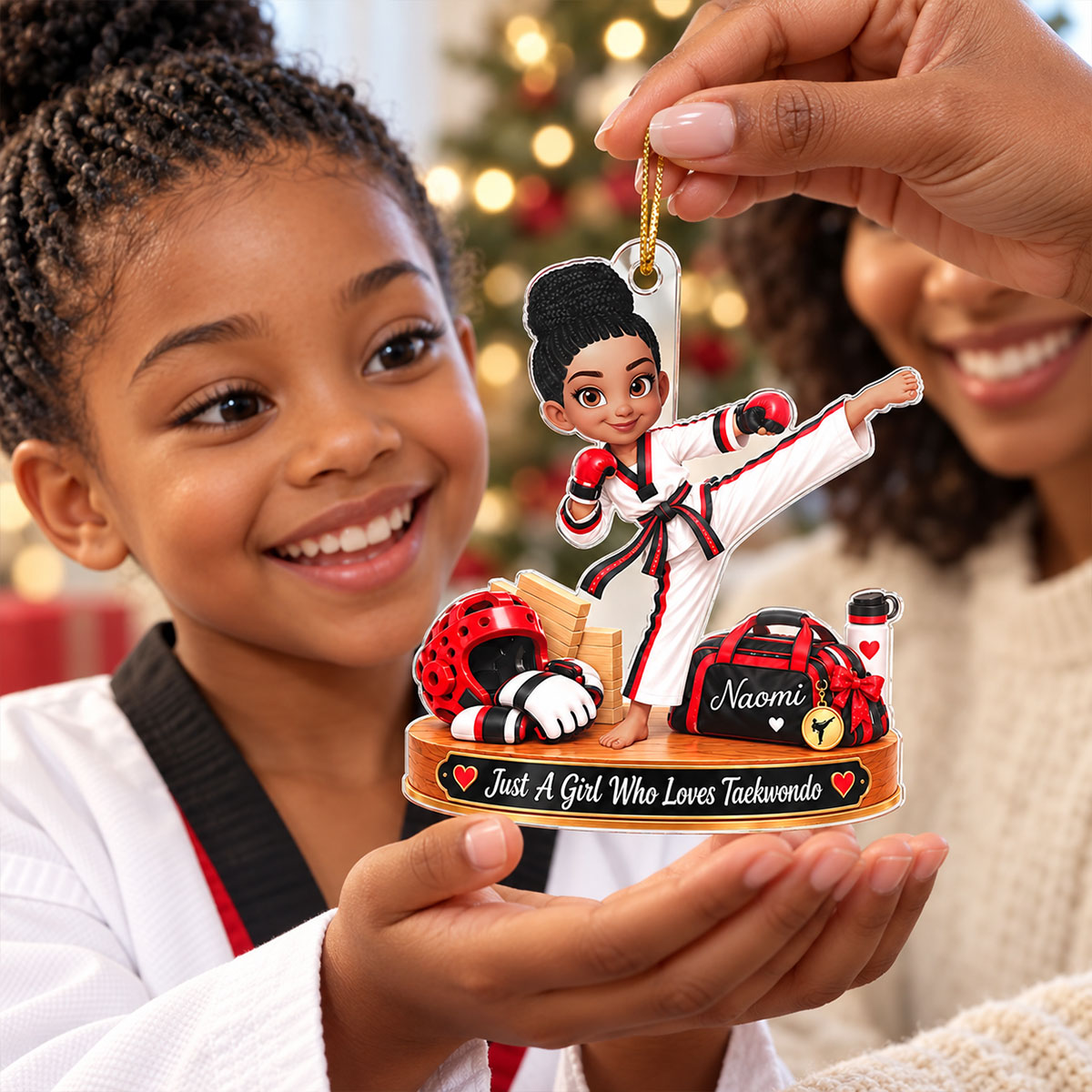 Just a Girl Who Loves Taekwondo - Personalized Acrylic Ornament - Christmas Gift for Daughter,Granddaughter