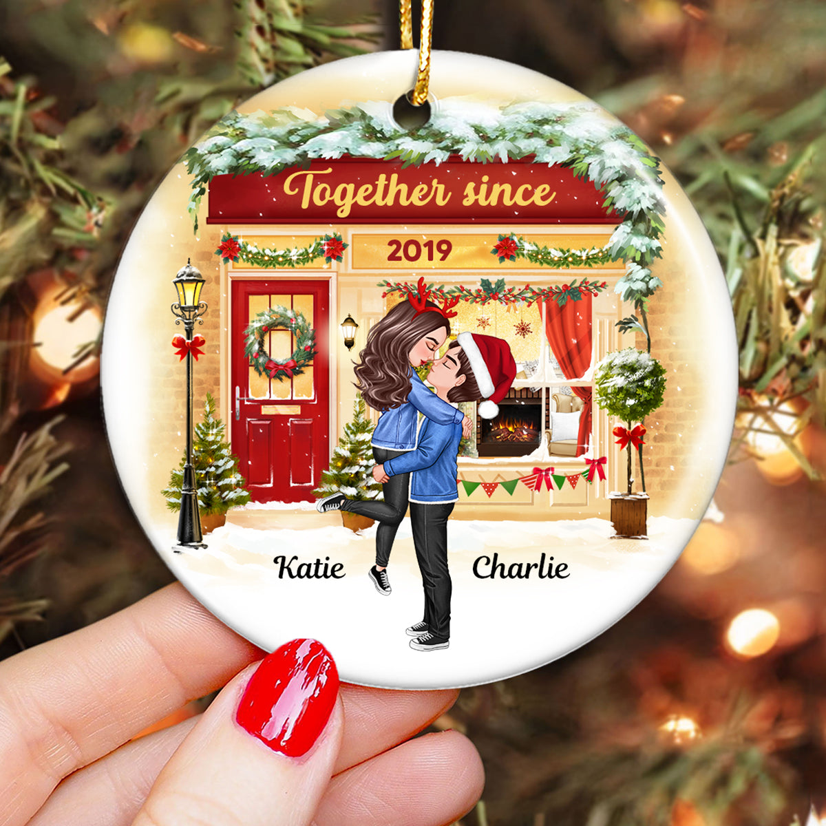 Winter Couple We Got This Personalized Christmas Circle Ornament