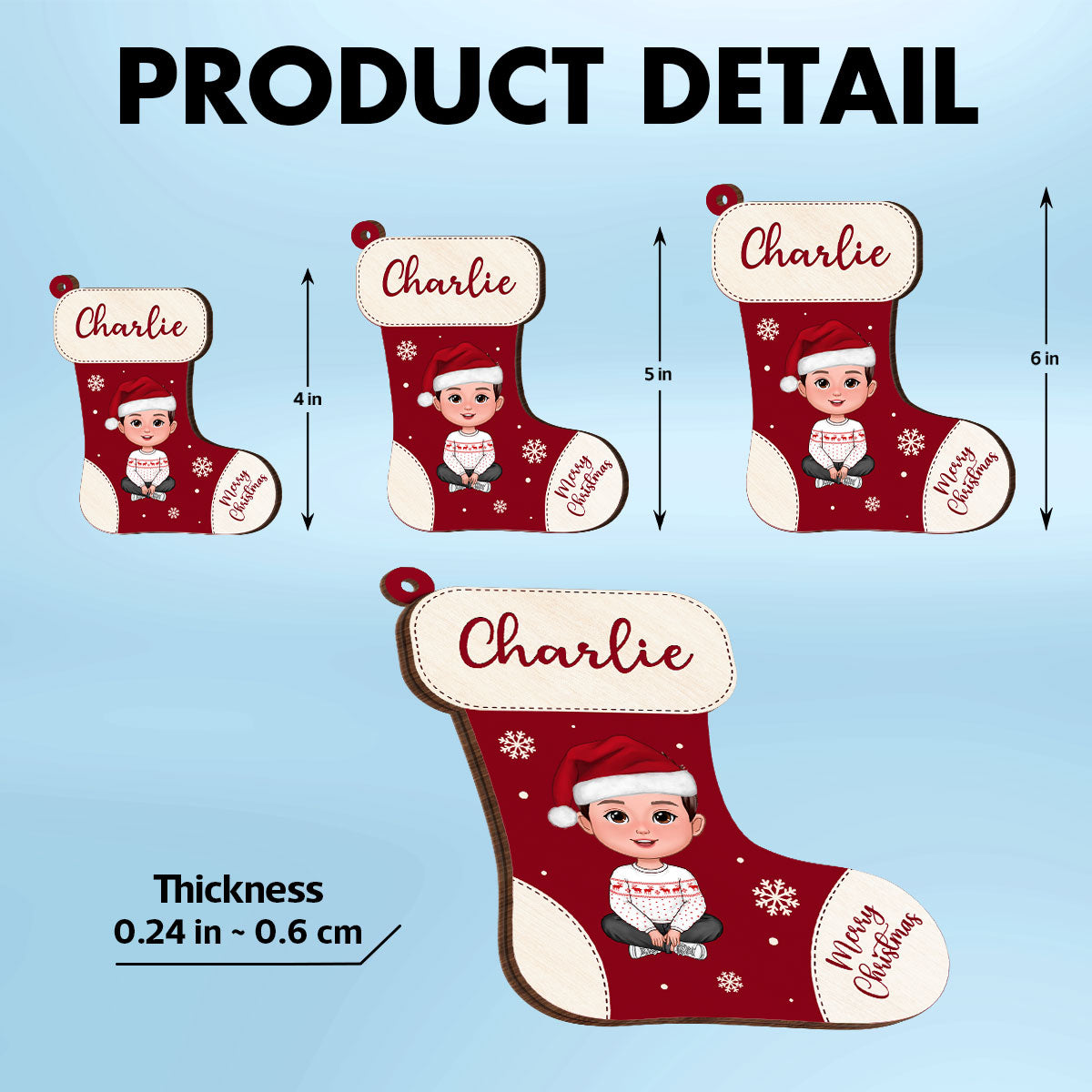 Christmas Stocking Cute Doll Kid Teenage Personalized Money Gift Card Holder Ornament, Unique Christmas Gift For Daughter, Son, Granddaughter, Grandson