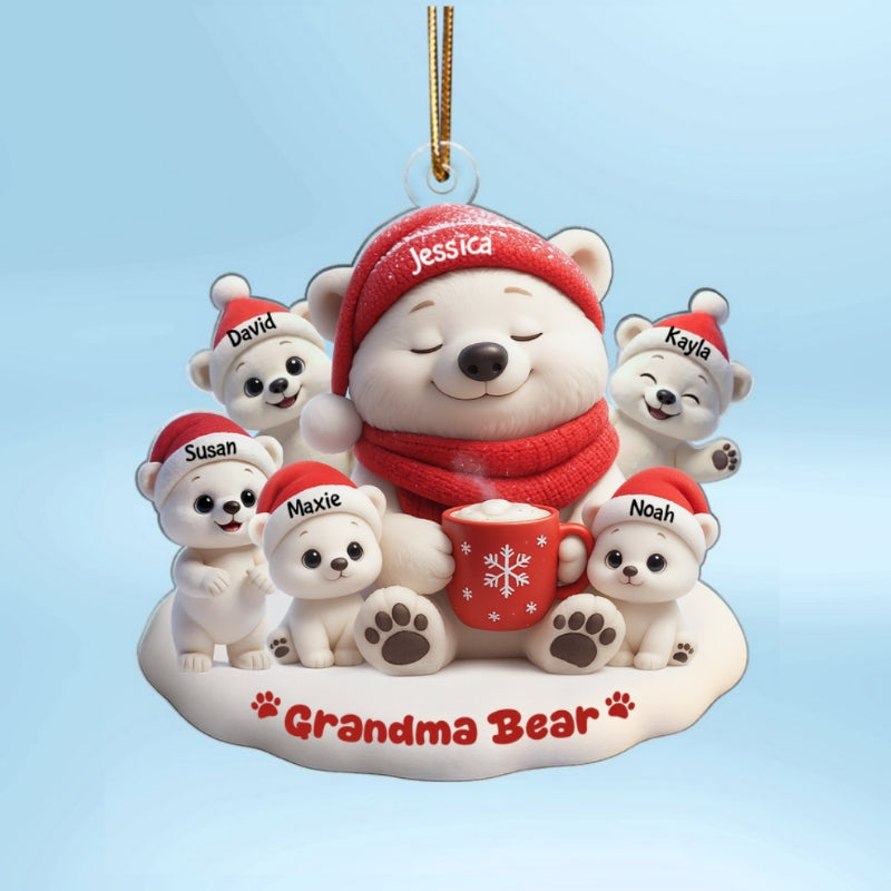 Mama Bear Grandma Bear Personalized Acrylic Ornament, Christmas Gift for Mom, Grandma, Custom with Kids' Names