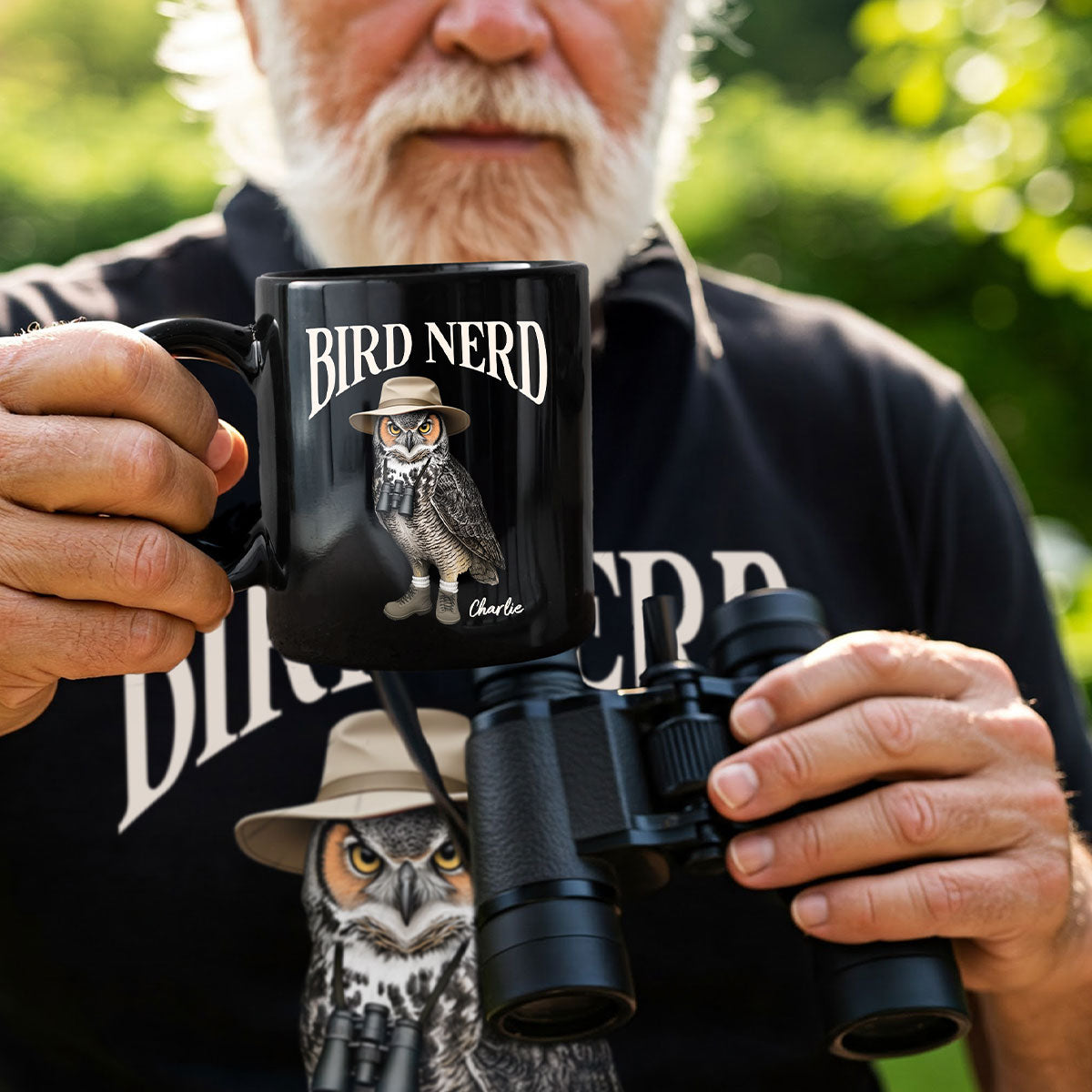Bird Nerd Funny Bird Watcher, Bird Twitcher Gift for Bird Lover Personalized Black Mug