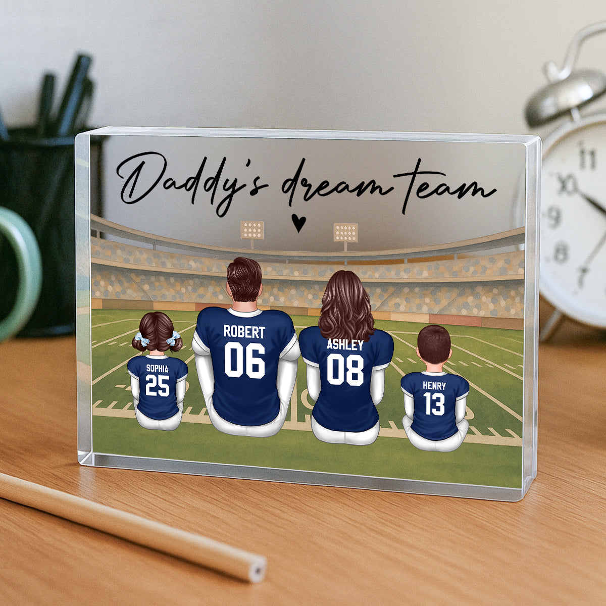 Retro Vintage American Football Daddy's Dream Team Personalized Acrylic Block Plaque| Unique Father's Day Gift For Dad, Husband