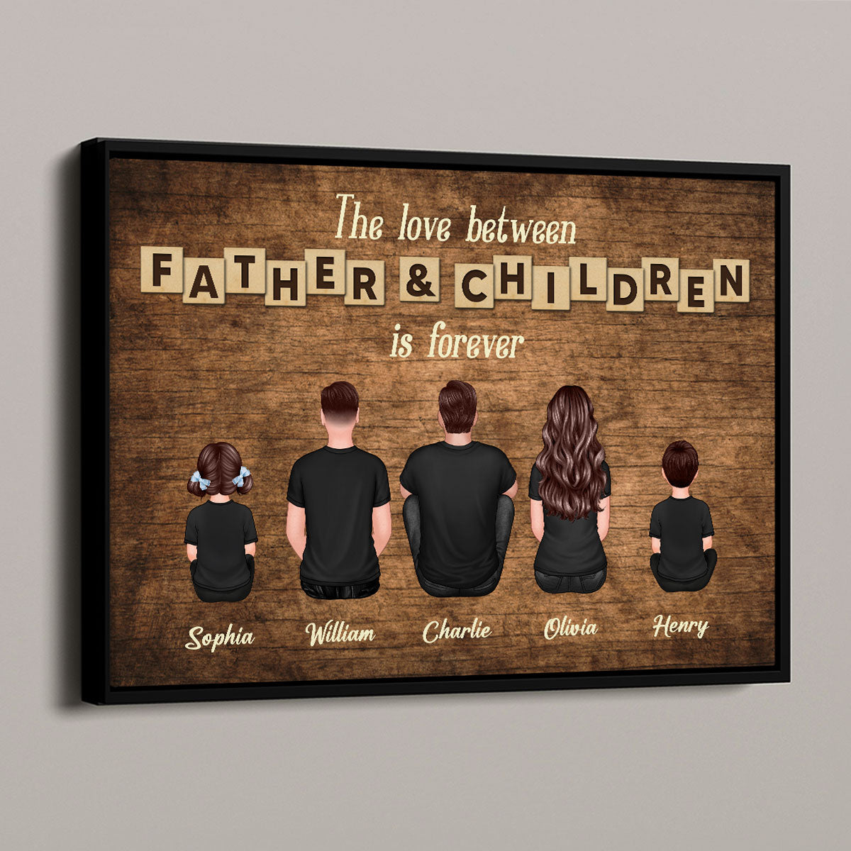 The Love Between Father & Daughters Sons Is Forever Rustic Personalized Poster, Heartfelt Gift For Dad