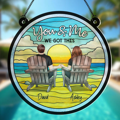 Summer Couple Beach Landscape Personalized Acrylic Suncatcher
