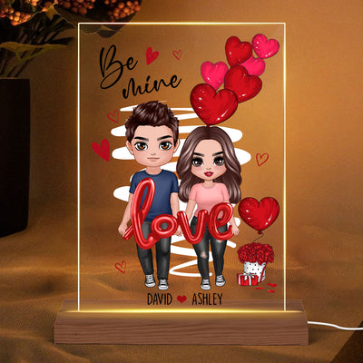 Be Mine Love Balloon Couple Personalized Plaque LED Night Light - Gift For Him Gift For Her