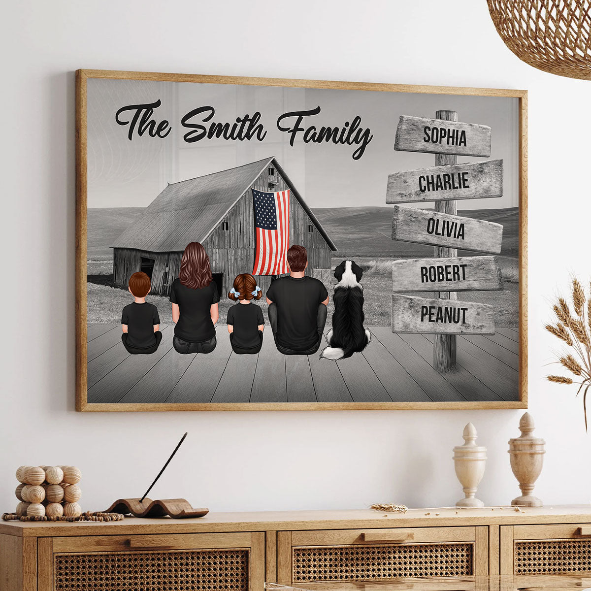 American Family Barn House Personalized Poster, Unique Father's Day Gift For Dad