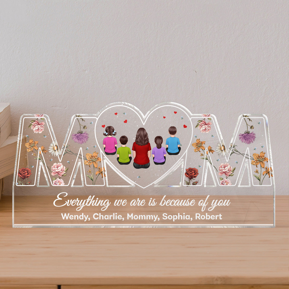 Mom Everything I Am Is Because Of You Personalized Acrylic Block Plaque