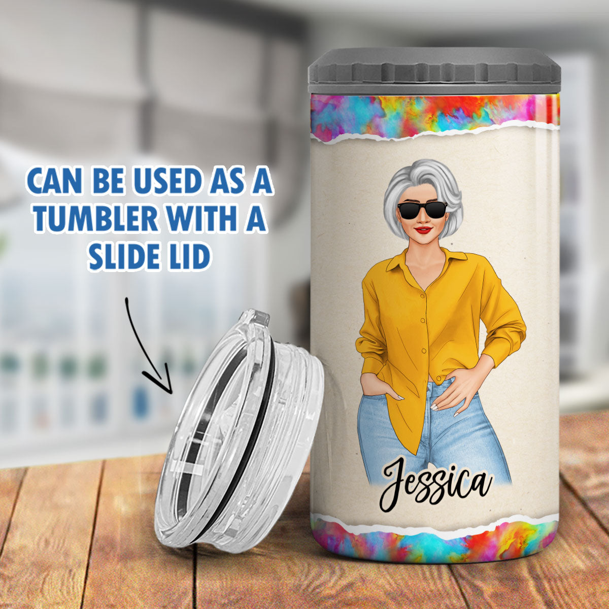 Rockin‘ Grandma Life Personalized Multi-Use Tumbler - 4 In 1 Can Cooler - Gift For Grandma