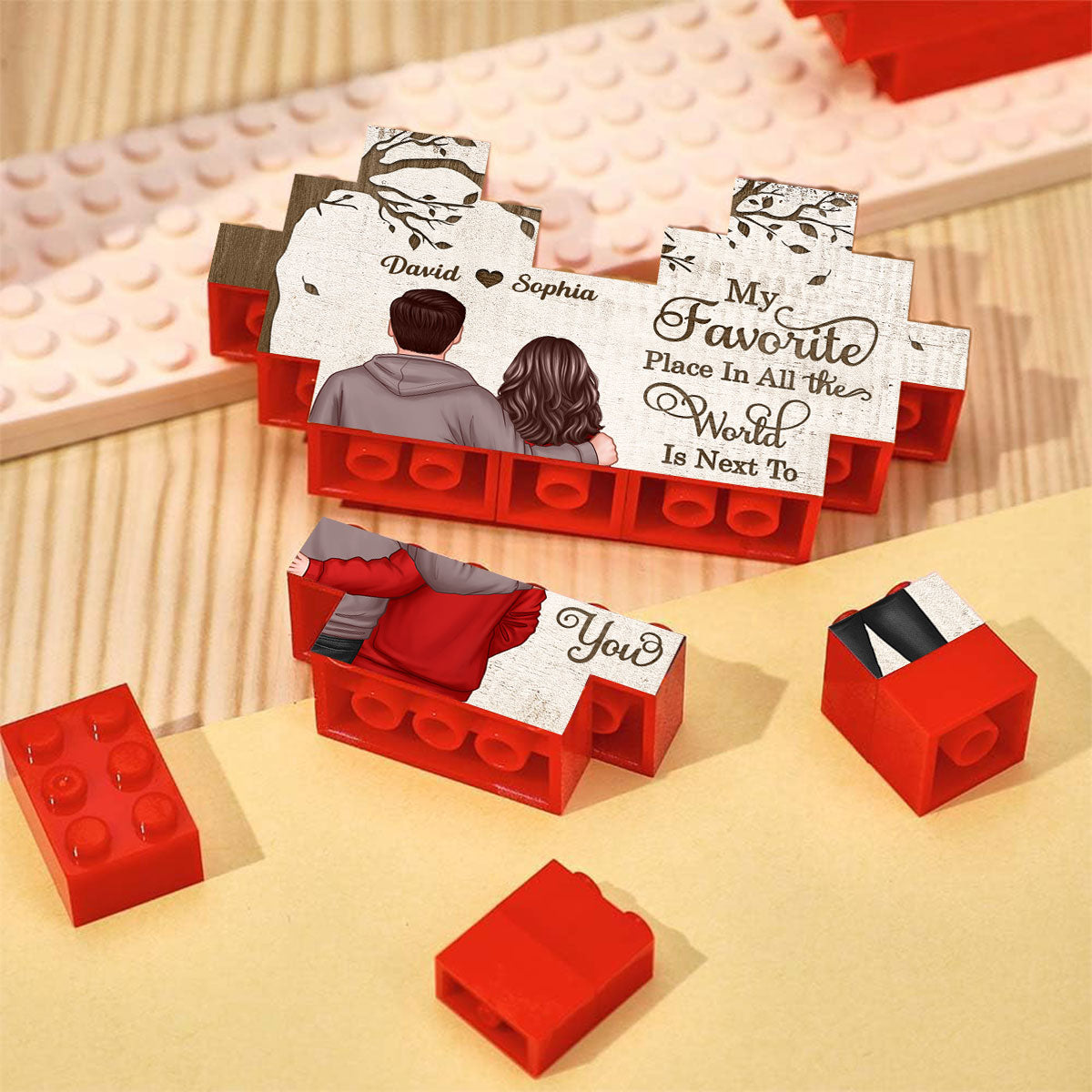 Personalized Building Blocks Puzzle, Couple Favorite Place, I Love You Block Puzzle, Birthday, Anniversary Gifts for Her & for Him
