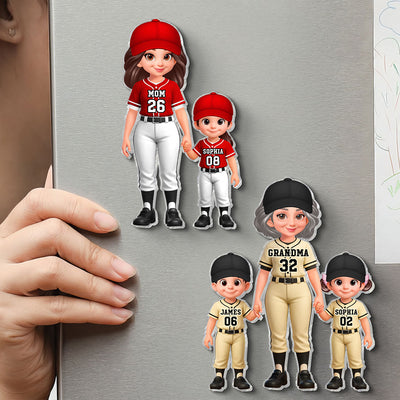 Baseball My Favorite Players Call Me Grandma Mom - Personalized Acrylic Fridge Magnet - Mother's Day Gift For Grandma, Mom