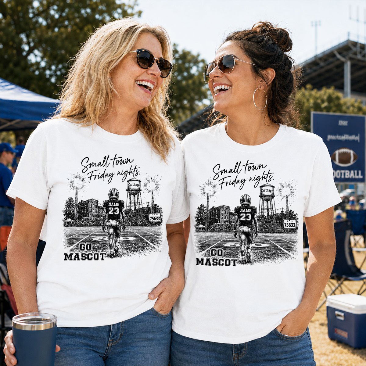 Custom Town Name and Zip Code - Personalized Shirt - Small Town Football, Game Day Hometown Spirit