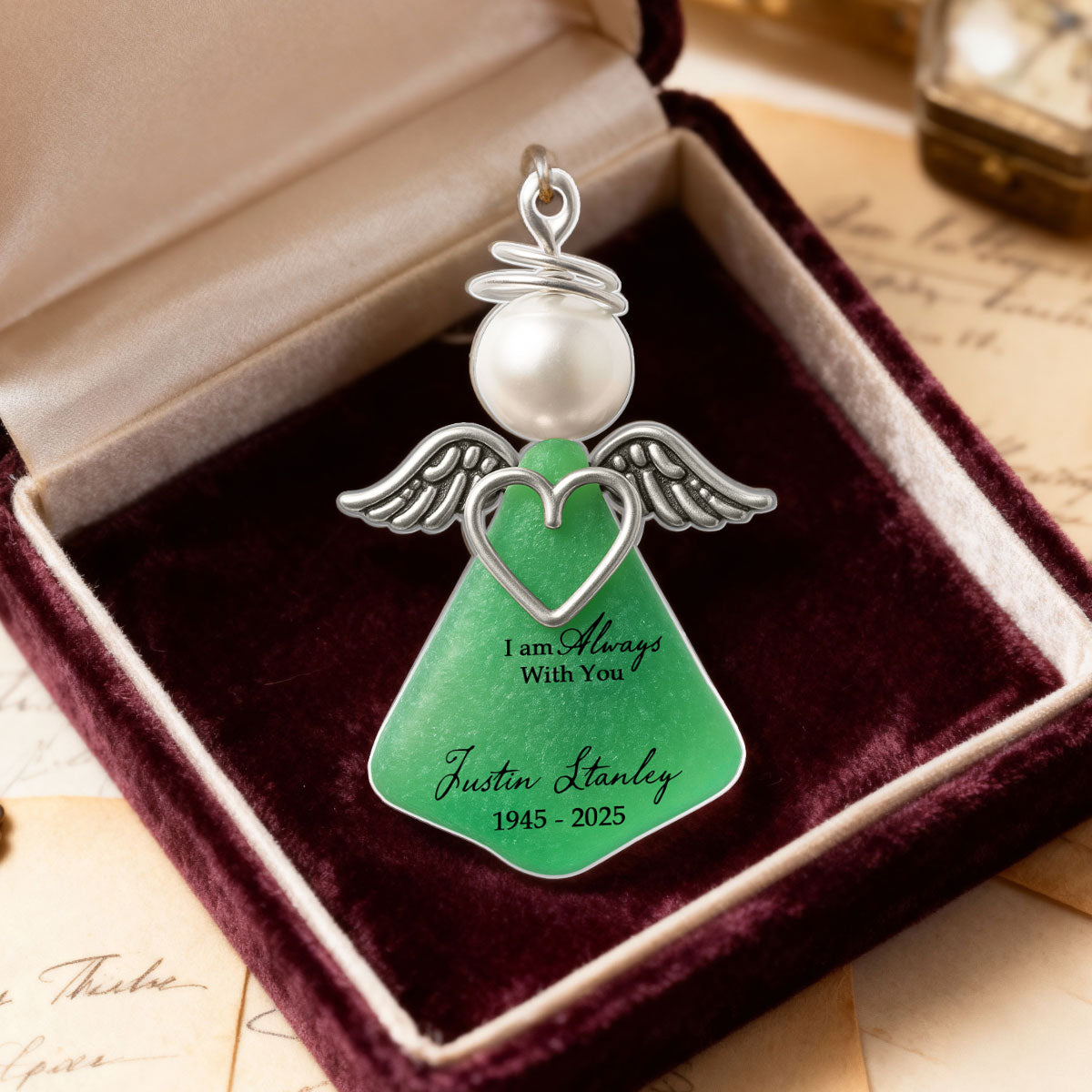 3D Effect Sea Glass Angel, I Am Always with You - Personalized Acrylic Ornament - Heartfelt Memorial Christmas Gift for Loved Ones