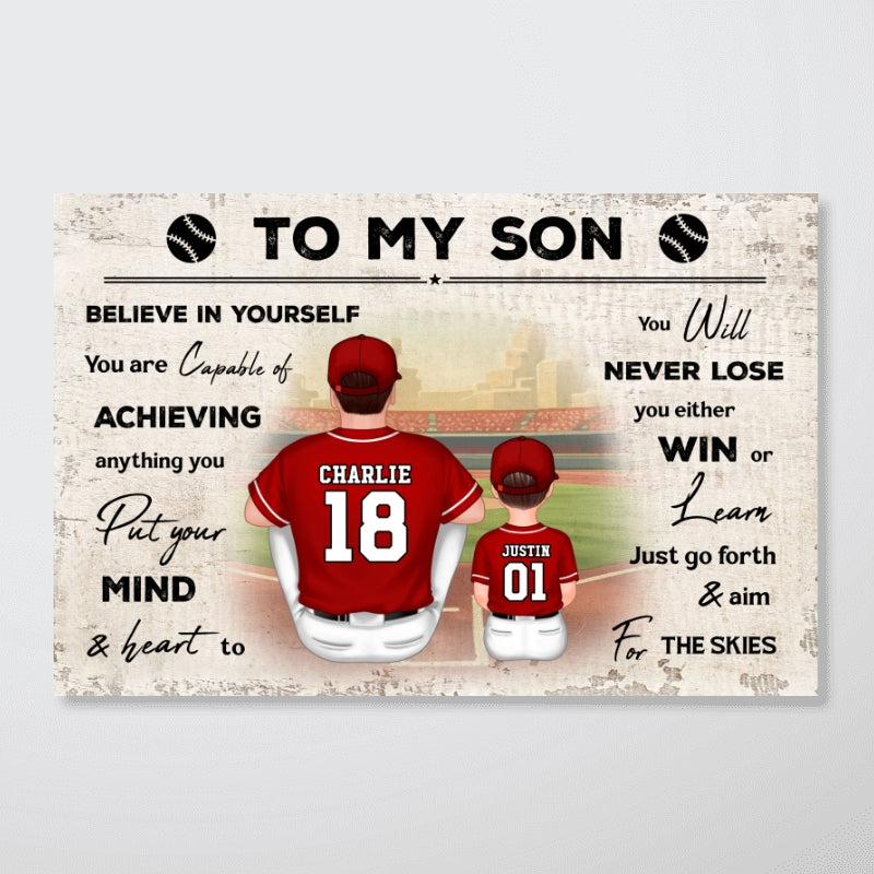 To My Son Baseball Player Personalized Horizontal Poster