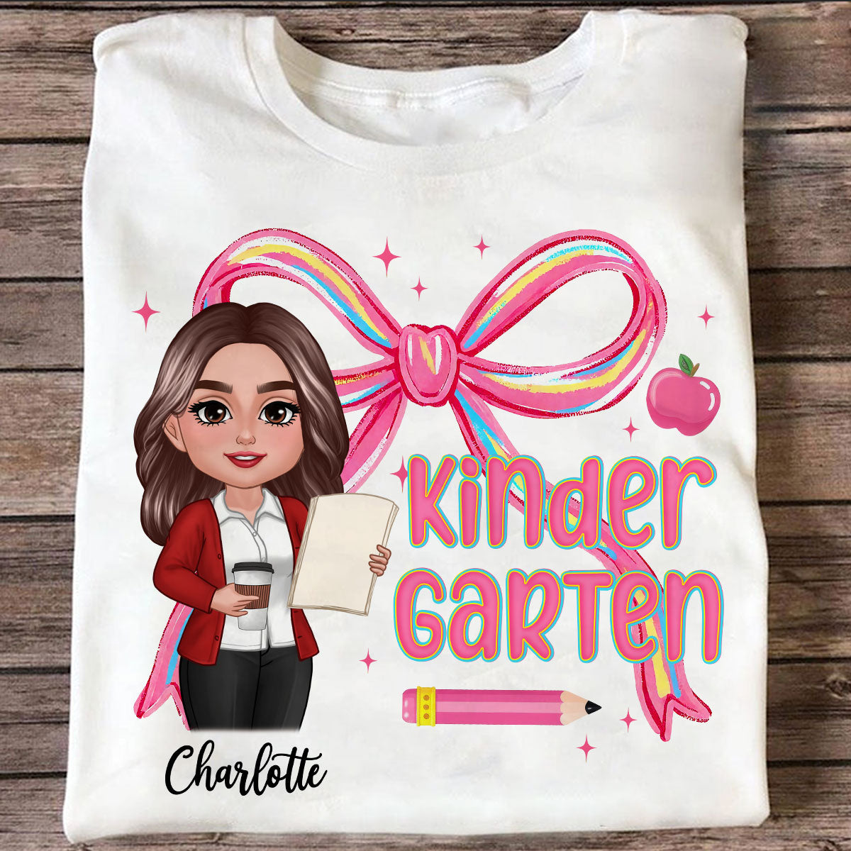 Preppy Style Pinky Teacher Custom Grade Personalized Shirt