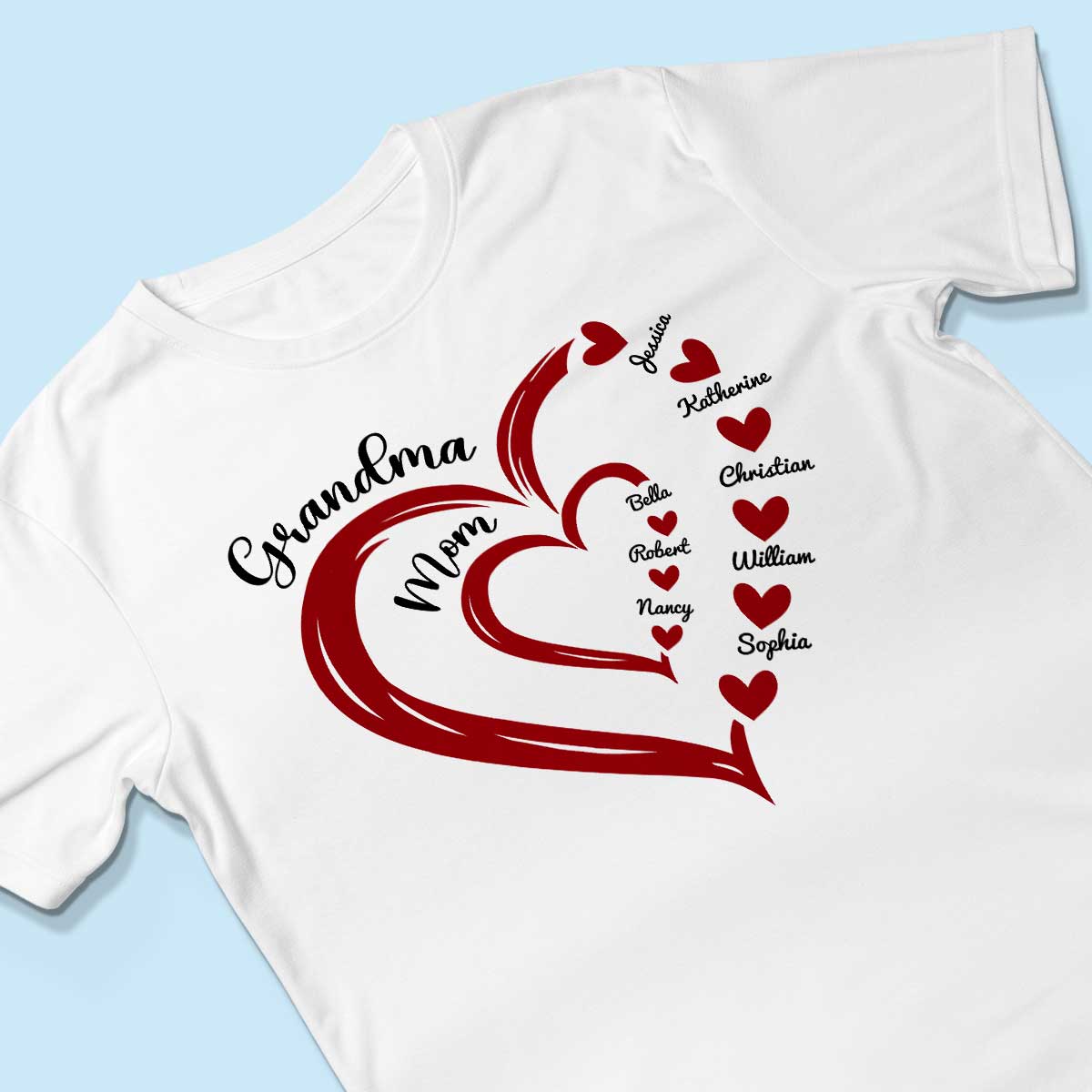 Heart In Heart Mom Grandma Personalized Light Color Shirt