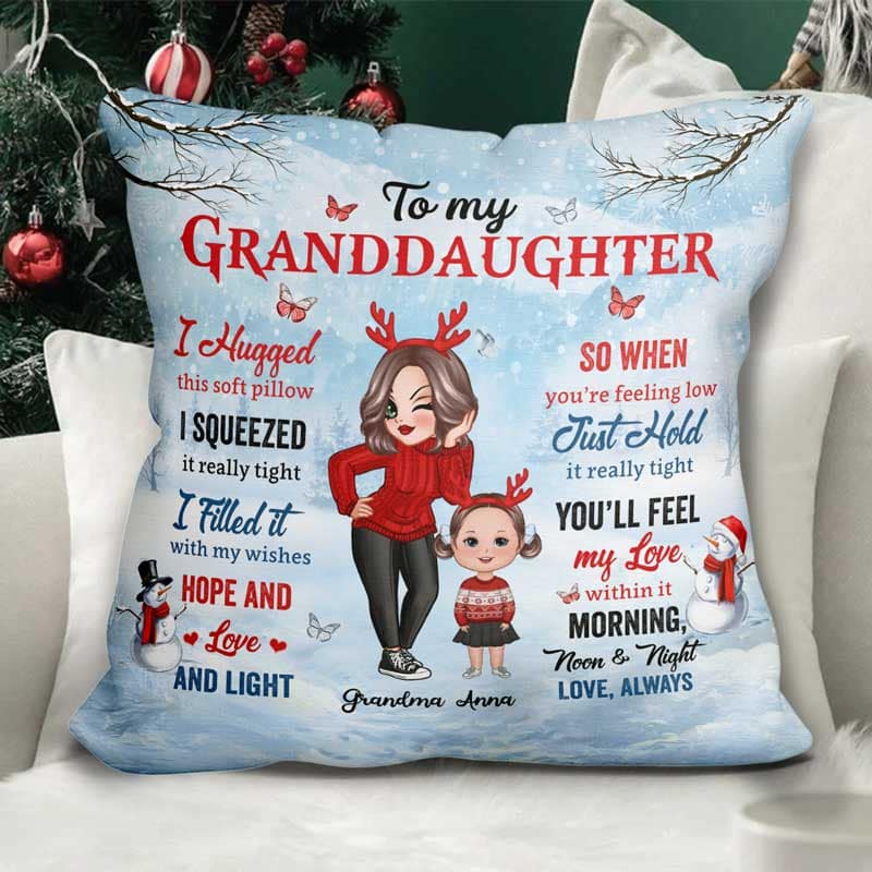 Christmas To My Granddaughter Grandson Gift Personalized Pillow (Insert Included)