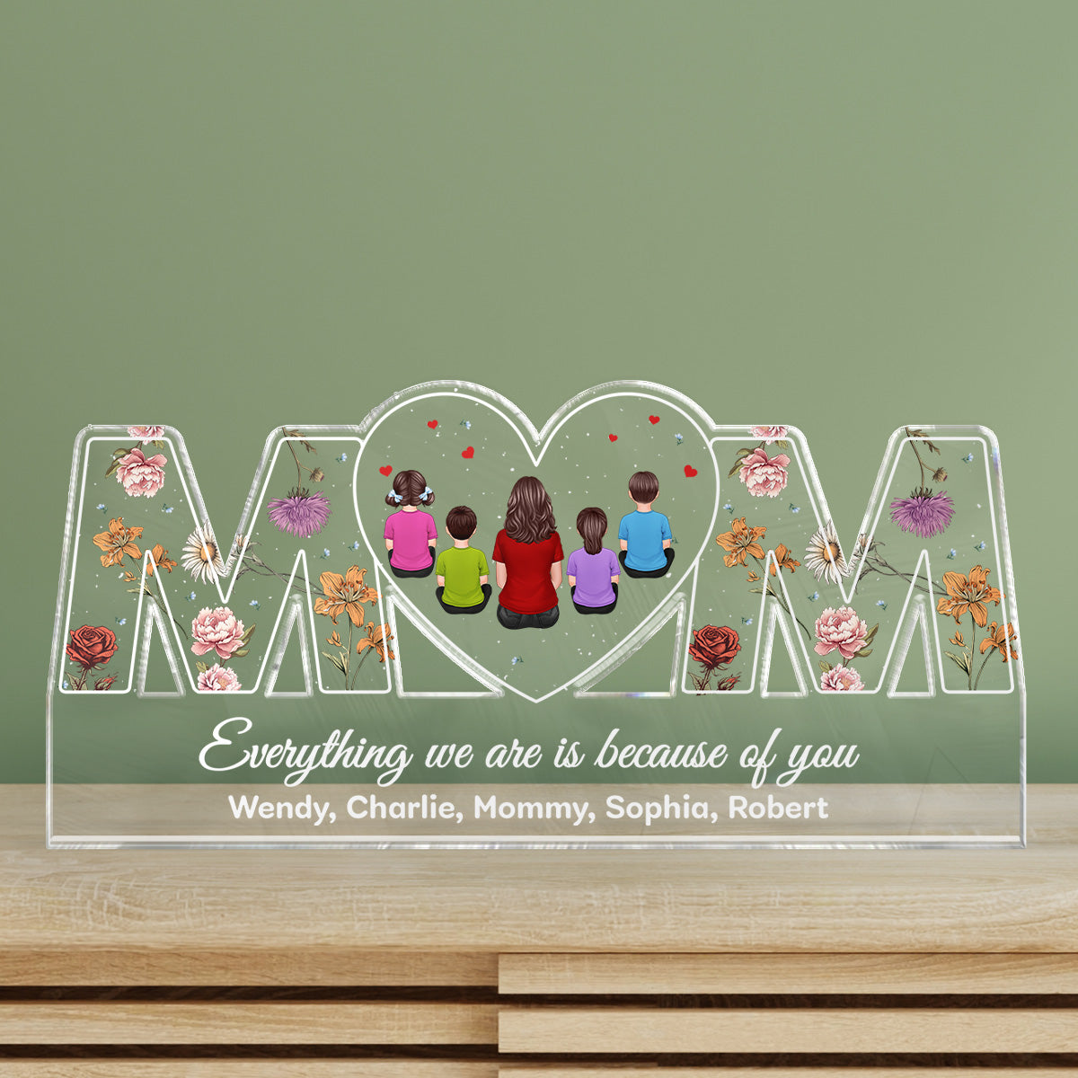 Mom Everything I Am Is Because Of You Personalized Acrylic Block Plaque