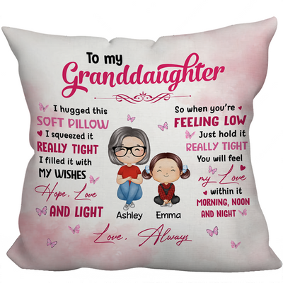 To My Granddaughter Grandson Doll Grandma Grandkids Watercolor Style Personalized Pillow