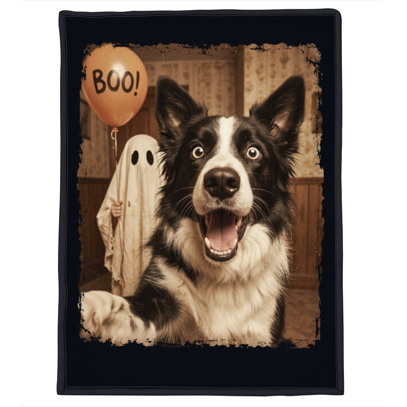 Custom Dog Cat Photo Halloween - Personalized Fleece Blanket - Trendy Vintage Spooky Tee for Pet Moms