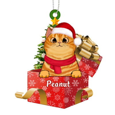 Peeking Cats On Christmas Gifts Personalized Wooden Ornament