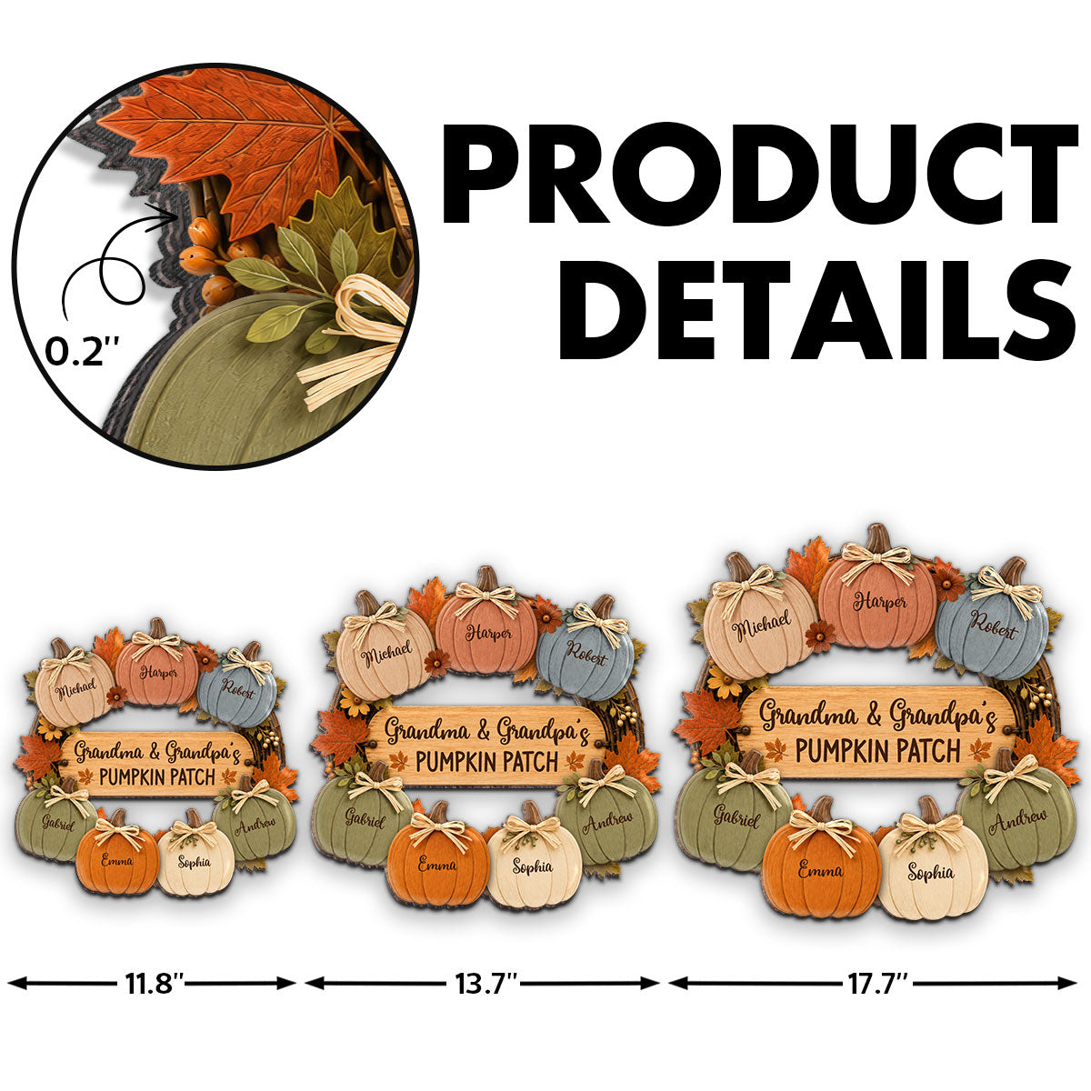 Grandma Grandpa's Pumpkin Patch 2D Flat Printed Wreath - Personalized Door Hanger - Fall Season Decor For Grandparents