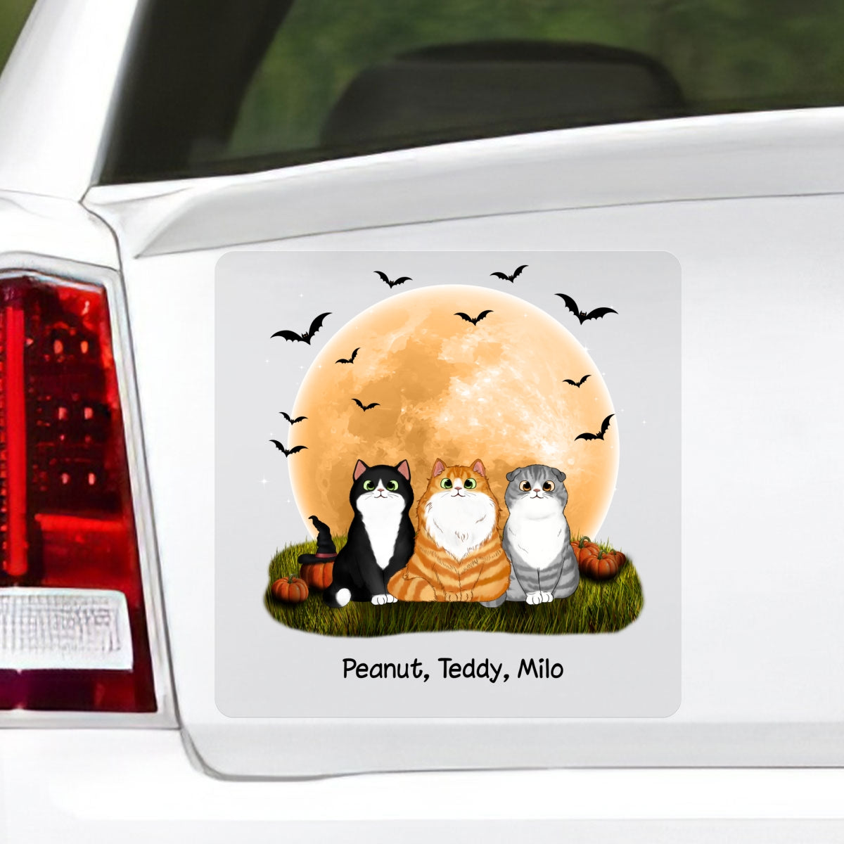 Cats In Moonlight Halloween Personalized Decal, Halloween Decor