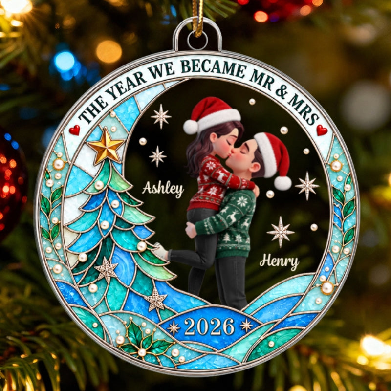 Newlywed Couple 2026 - Personalized Acrylic Ornament - Christmas Keepsake Gift For Couple, Husband, Wife