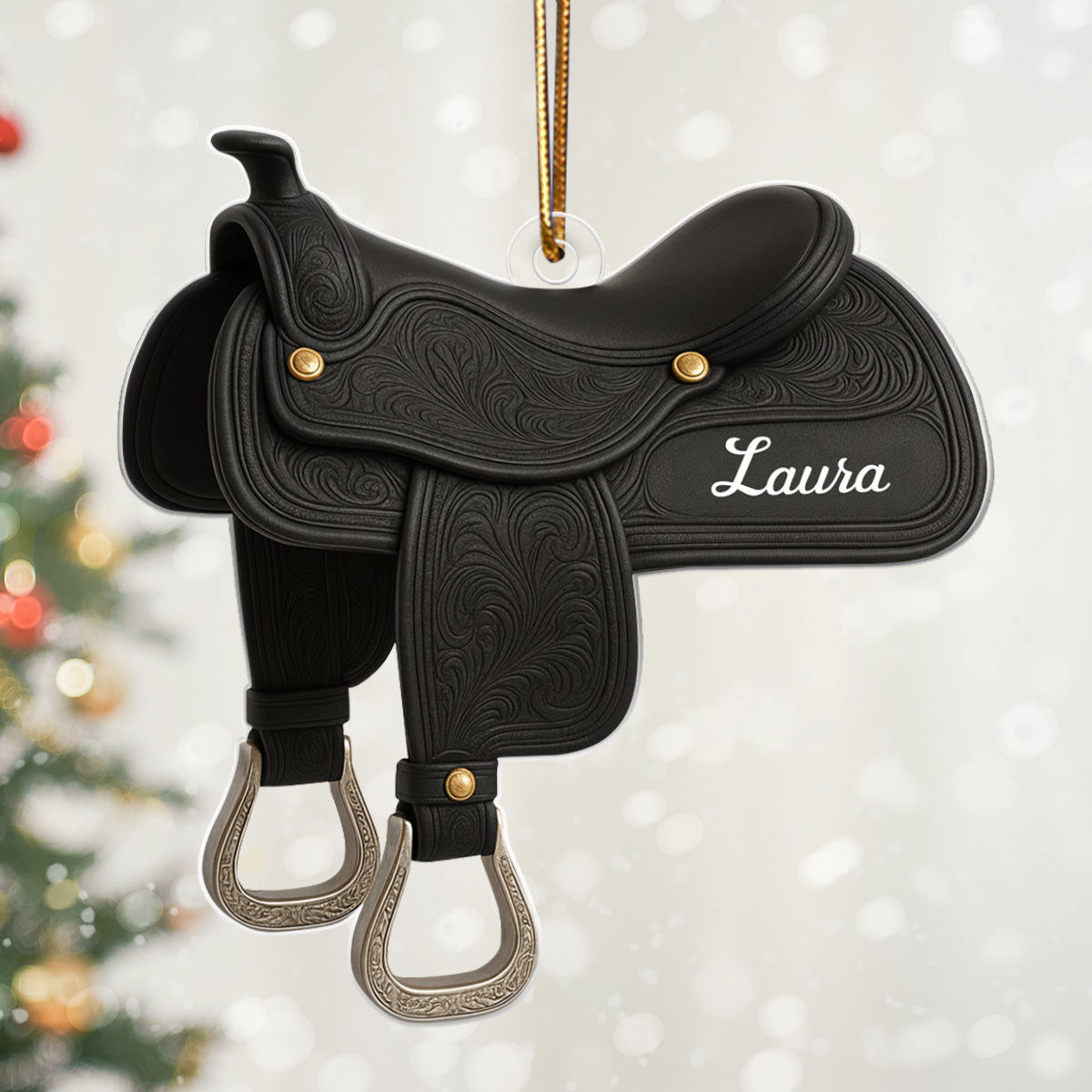 Horse Saddle - Personalized Acrylic Ornament - Christmas Gift for Horse Lovers