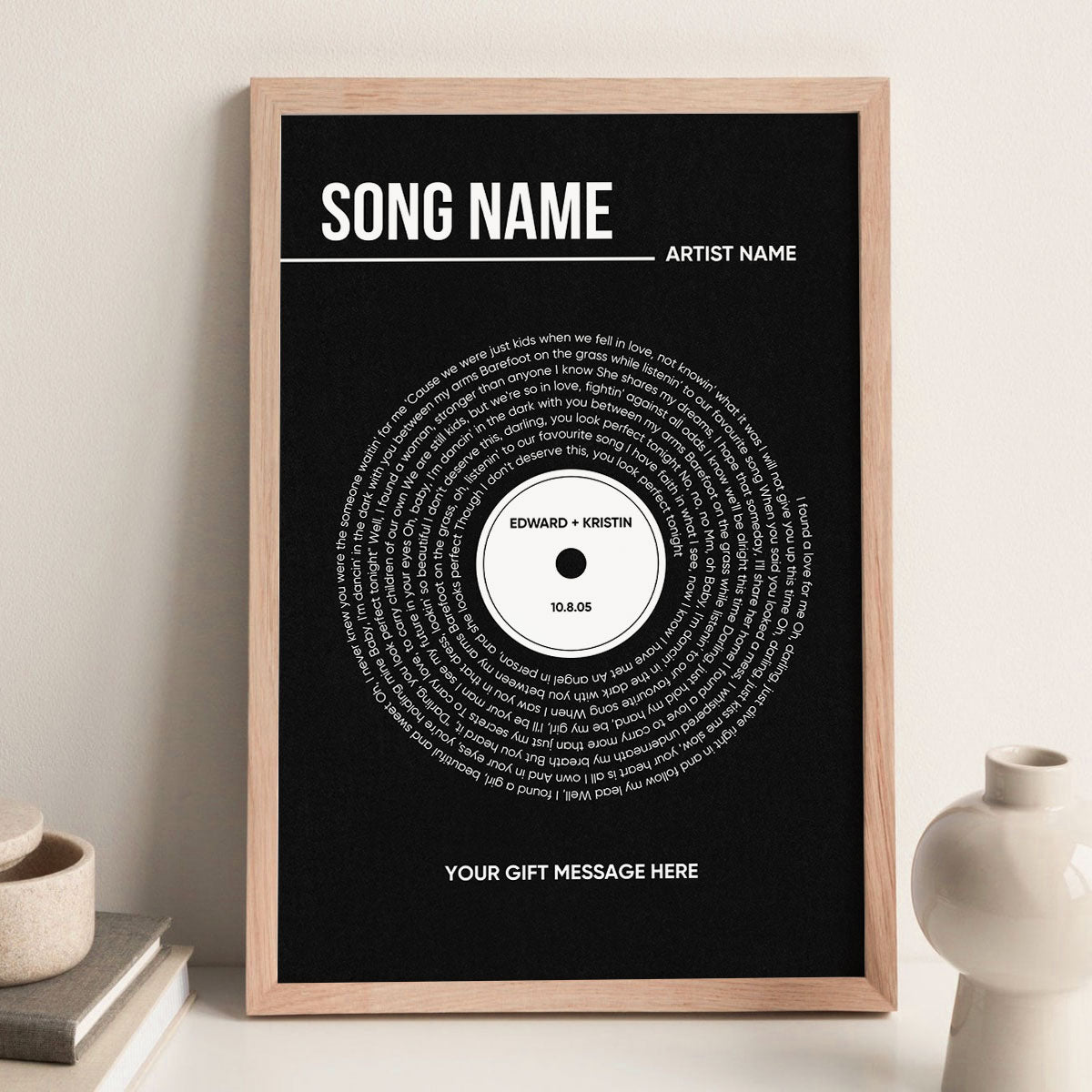 Custom Vinyl Lyrics, Personalised Music Poster, Customizable Music Gift, Anniversary Gift, Music Gift, Wedding Song Dance