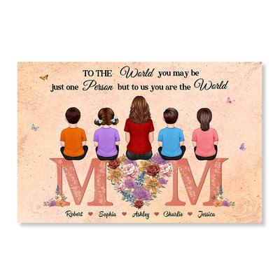 Mom Heart Birth Month Flowers Sitting On Text Personalized Poster