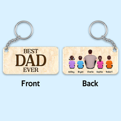 Best Dad Ever Back View Man Kids Dog Cat Personalized Acrylic Keychain