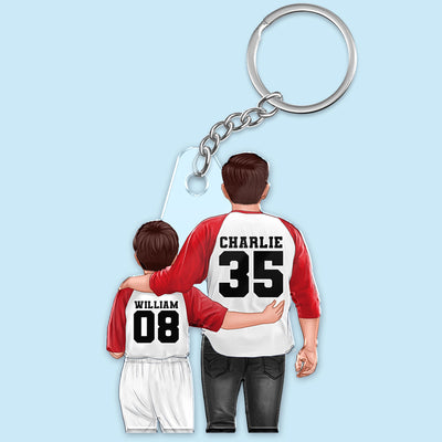Baseball Dad And Kids Personalized Acrylic Keychain
