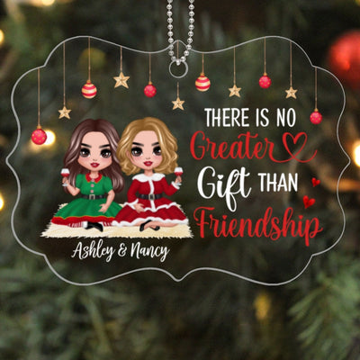 Christmas Doll Besties Sisters Sitting Personalized Acrylic Ornament