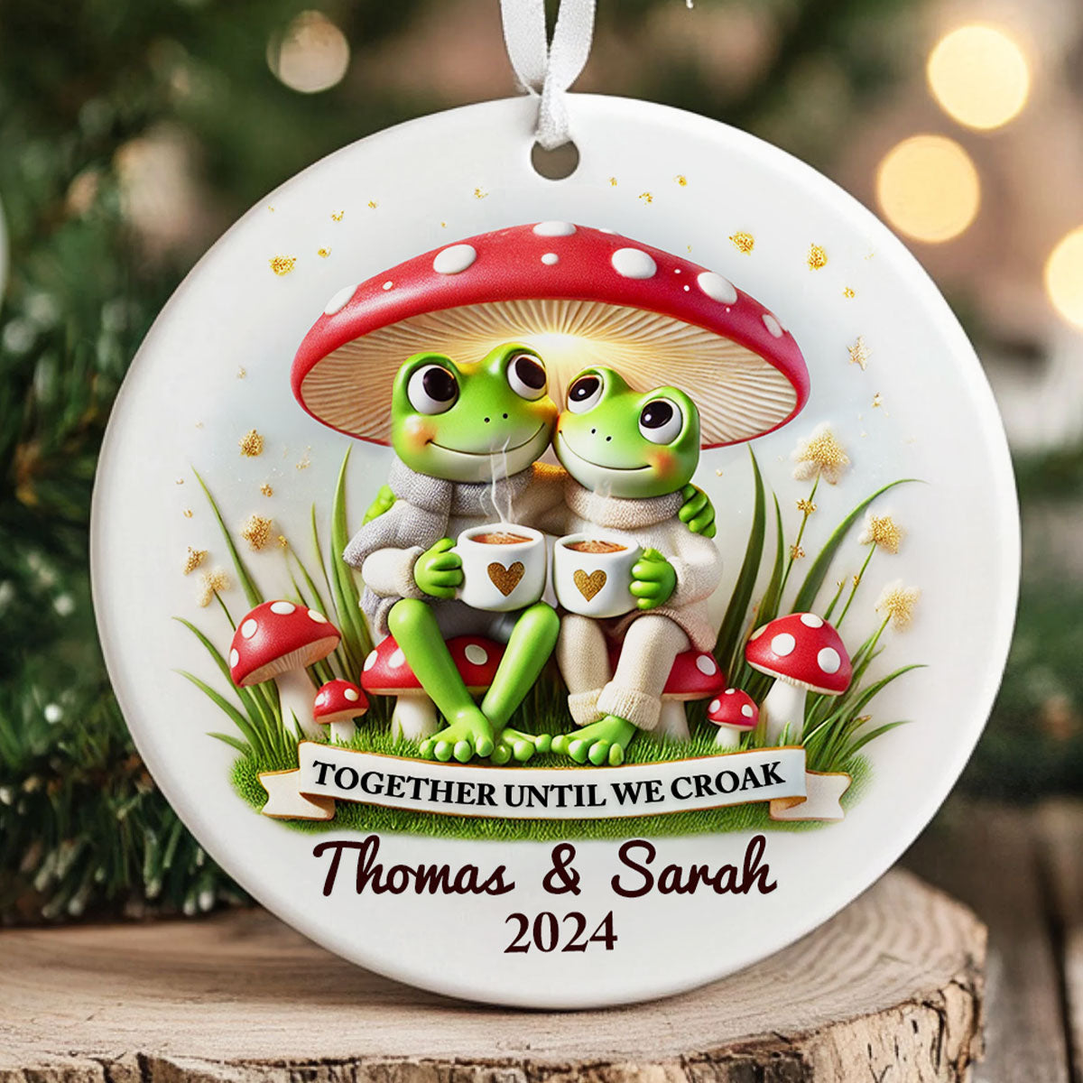 Together Until We Croak Couple Togetherness Keepsake 2D Flat Personalized Ceramic Ornament