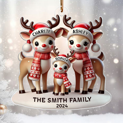 Reindeers Family Christmas Personalized Acrylic Ornament