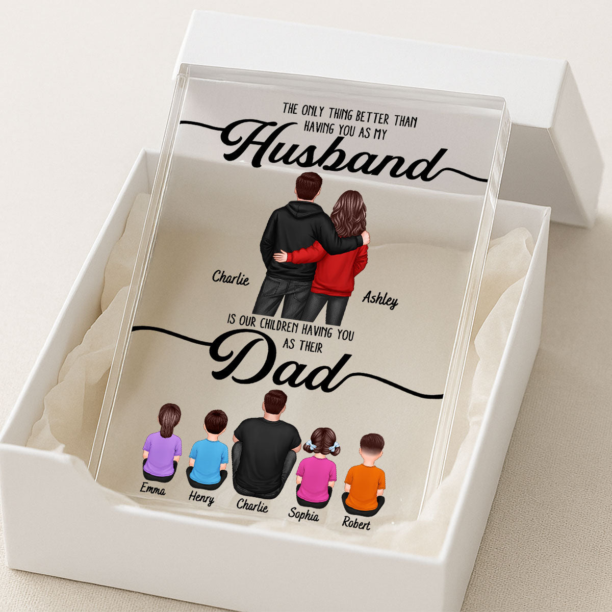 To My Husband Couple, Dad & Kids Personalized Acrylic Block, Father's Day gift for Husband