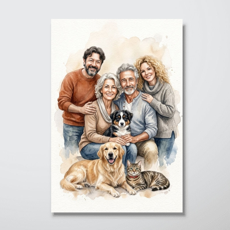 Add Deceased Pet to Photo, Merge Multiple Pictures - Personalized Poster - Custom Dog Cat Memorial Portrait, Sympathy Gift