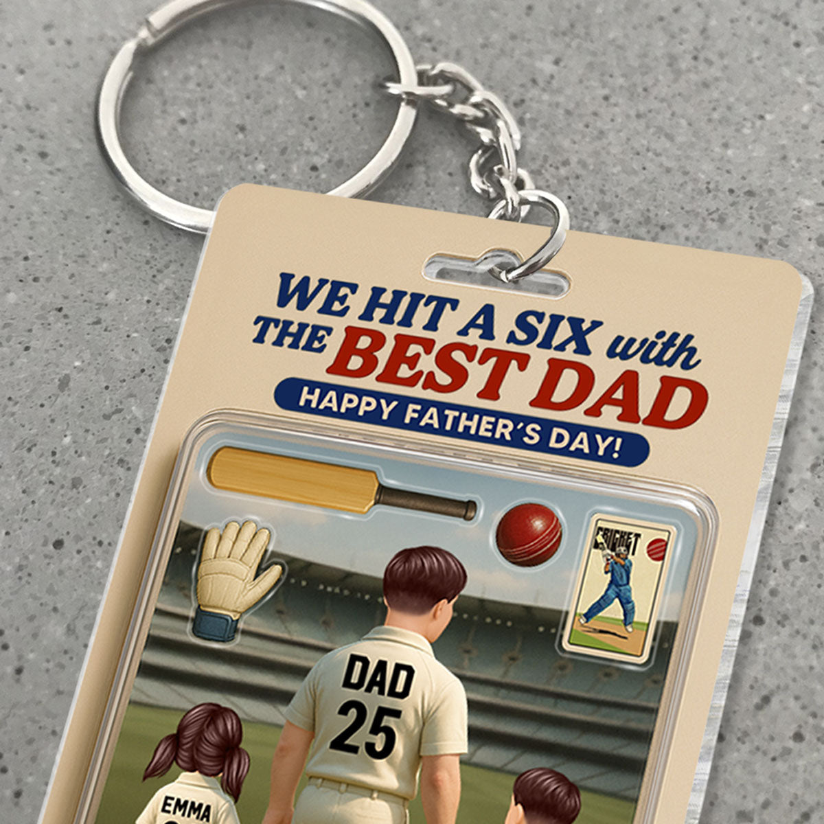 Hit A Six With The Best Dad Cricket Dad Personalized Acrylic Keychain, Father's Day Gift For Husband, Dad